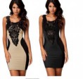 Vestido Negro y Beige con bordado (talla M y L)